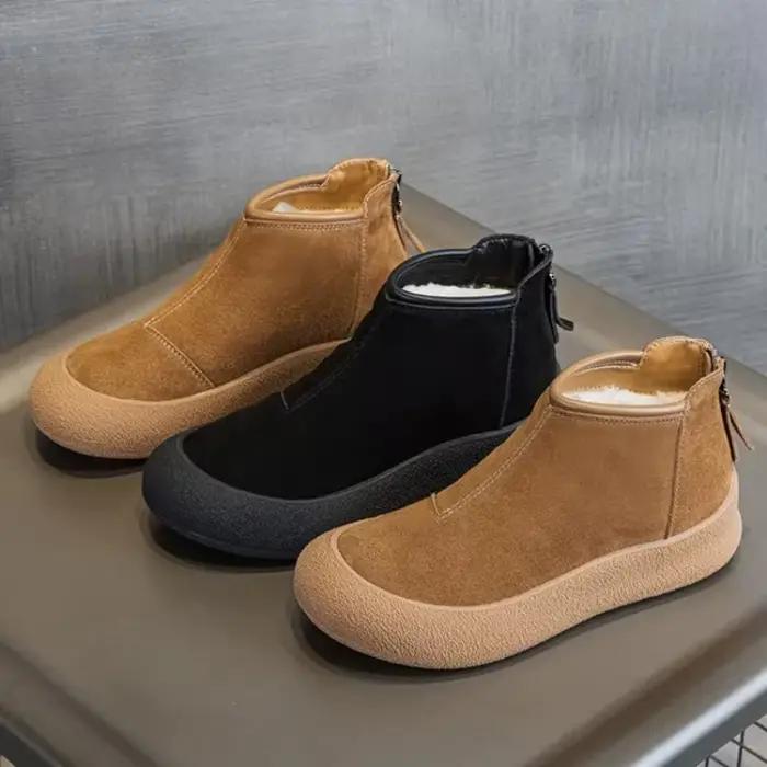 Bottes de neige femmes grande taille hiver en cuir véritable femmes chaussures courtes épaissi chaud bottes d'hiver femmes