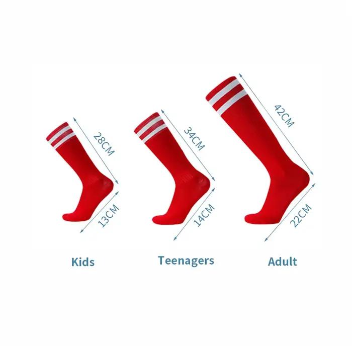 Chaussettes de Football à rayures blanches et noires pour hommes, adolescents, enfants, garçons, au-dessus du mollet, Baseball, Rugby, athlétiques, femmes et filles
