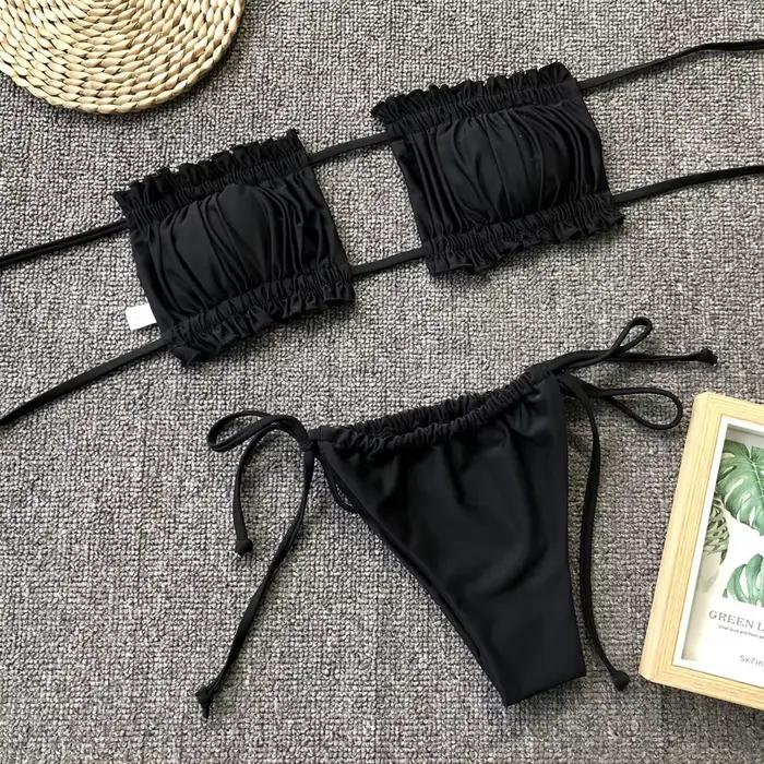 Bikinis froncés Sexy String Maillot De Bain femmes Extrem