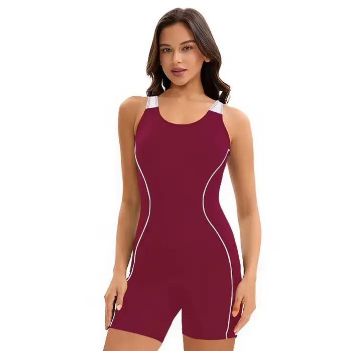 2026 nouveau Style femmes adolescentes filles Boyleg une pièce couverture complète maillots de bain athlétique dos