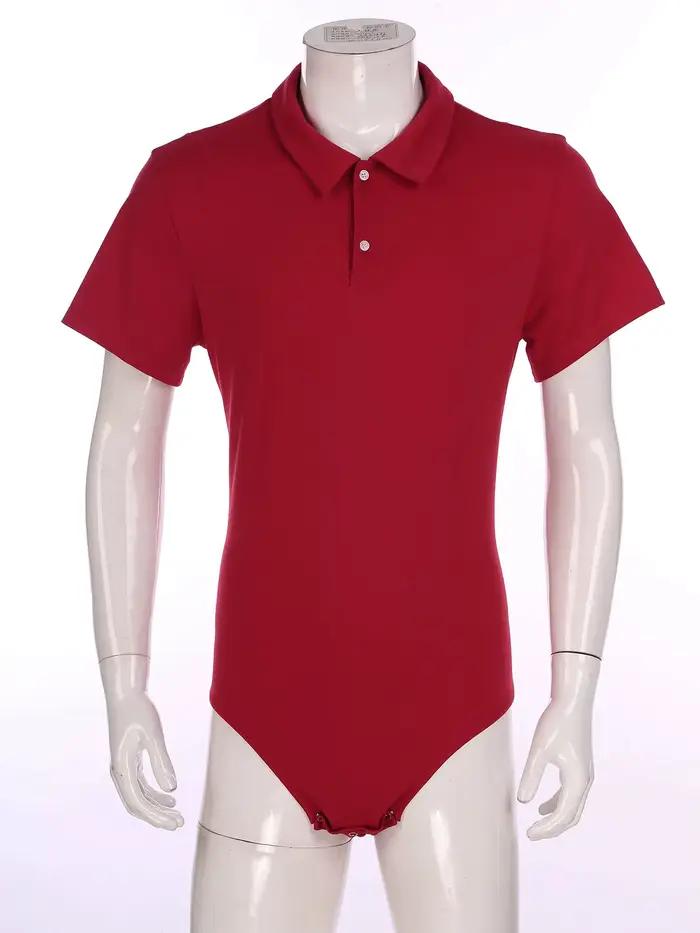 Chemise pour hommes, body pour les amoureux des couches, bébés adultes, manches courtes, col rabattu, maillot de bain, bouton-pression, entrejambe, barboteuse, pyjama