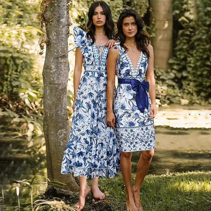 Flaxmaker été nouvelles femmes Sexy hawaïen à lacets col en V à volants maillot de bain et Sarong