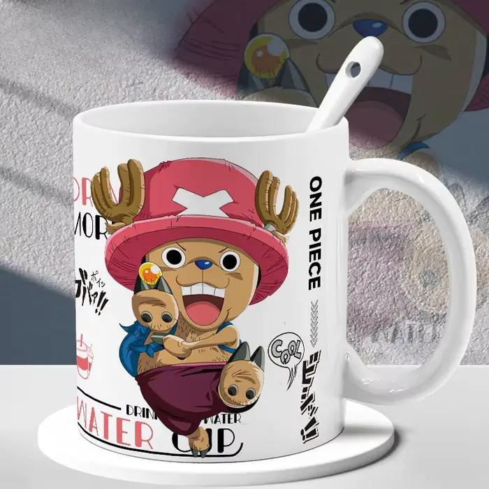 Nouvelle tasse à café en céramique One Piece Kawaii, avec des personnages de dessins animés Luffy, Chopper, Zoro, Usopp, pour les fêtes