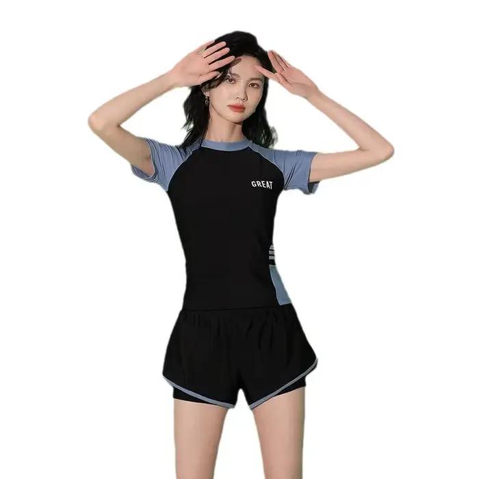 Maillot de bain femme été style sport décontracté coupe conservatrice effet amincissant cache-ventre piscine nage journée détente