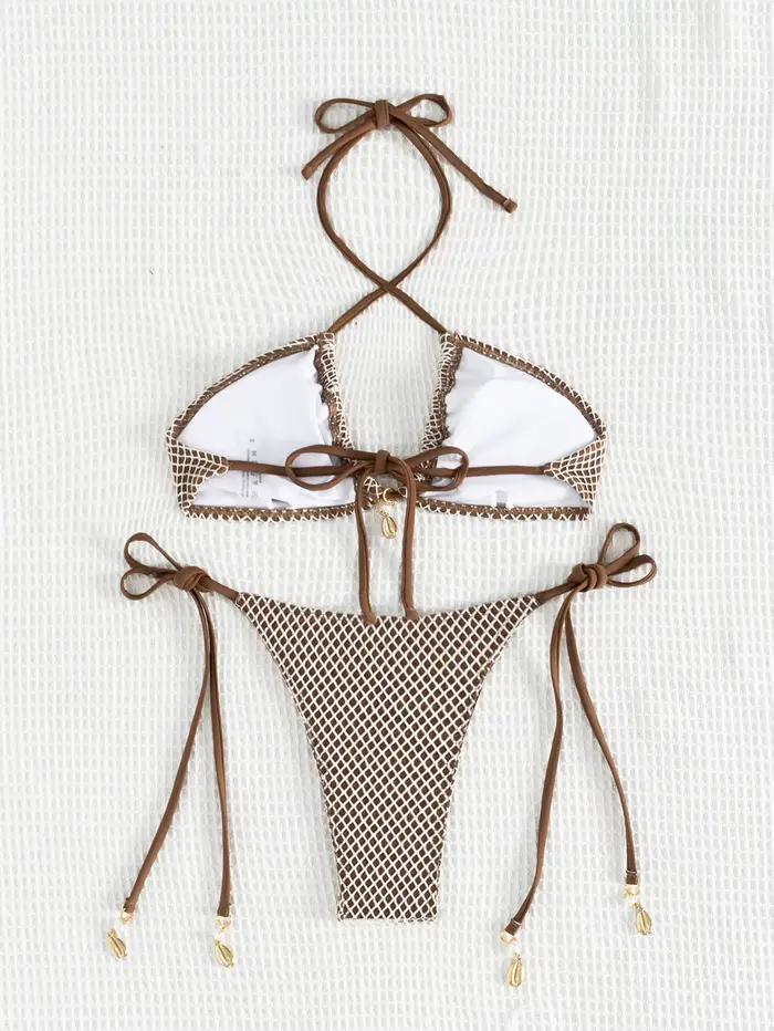 Bikini dos nu Daxiyee en polyester pour femmes avec soutien mammaire, bandeau, style de plage, couleur solide, occassions variées, mariages, fêtes, vacances