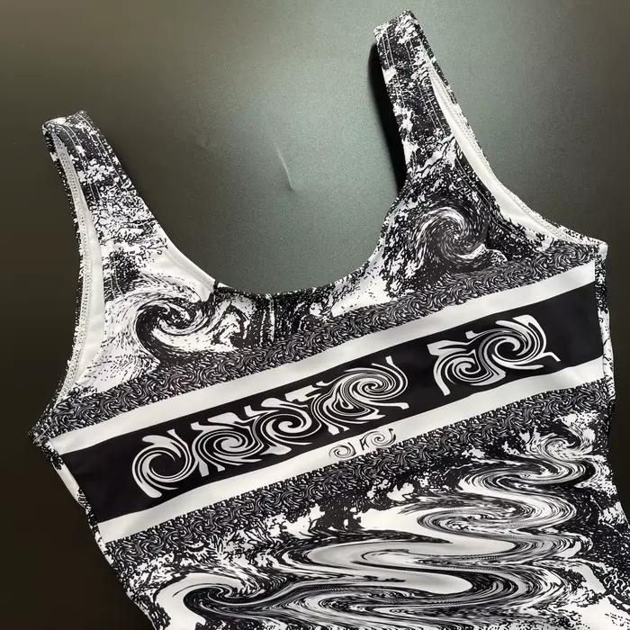 Maillot de bain une pièce sexy dos nu, coupe triangle, en nylon à motif floral, avec coussinet de poitrine, sans armatures