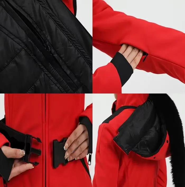 Pardessus de ski à capuche coupe-vent pour femmes, survêtement thermique, vestes de montagne, vêtements de neige, sports de plein air, hiver, 2025, 506