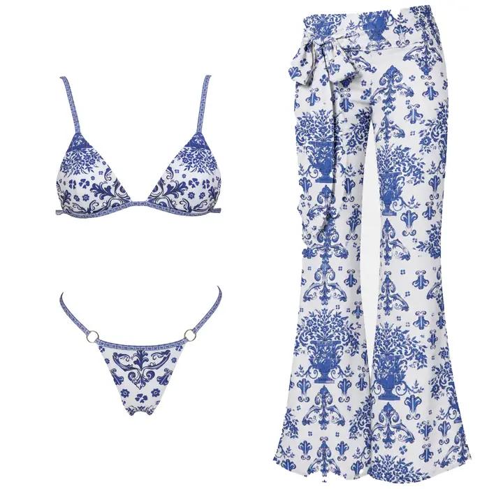 Ensemble bikini imprimé sexy avec pantalon