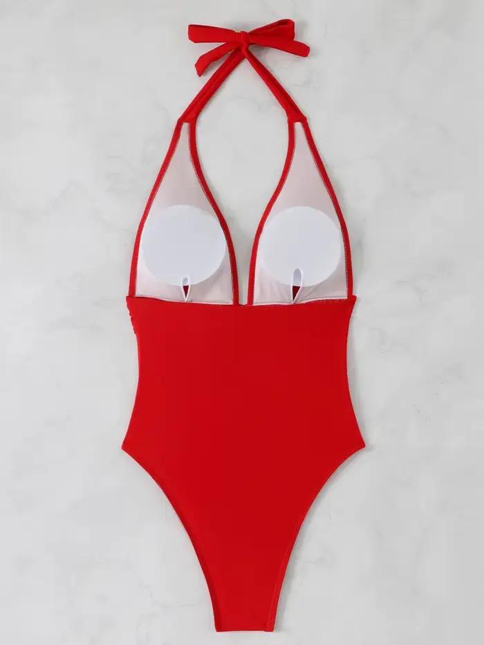 Maillot de bain une pièce femme 2026, nouveau, uni, à bretelles, avec cordon de serrage, body sexy dos nu, tenue de plage estivale, maillot de bain féminin