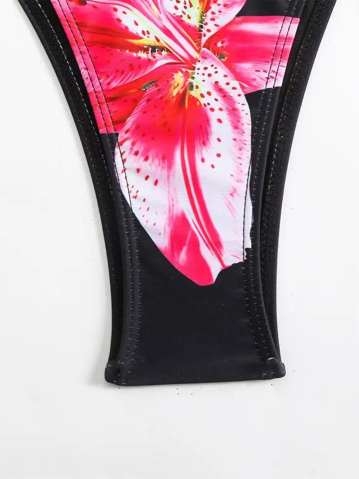 Maillot de bain brésilien imprimé floral pour femmes style plage bikini sexy soutien-gorge push-up culotte tanga latérale vêtements de plage piscine mariage vacances fête croisière