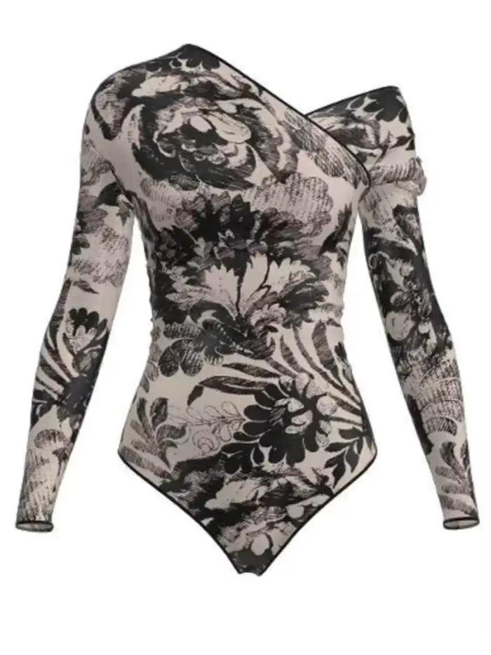 Maillot de bain sexy taille haute en maille pour femme