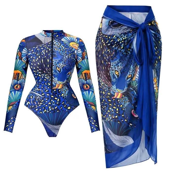 Maillot de bain imprimé à manches longues