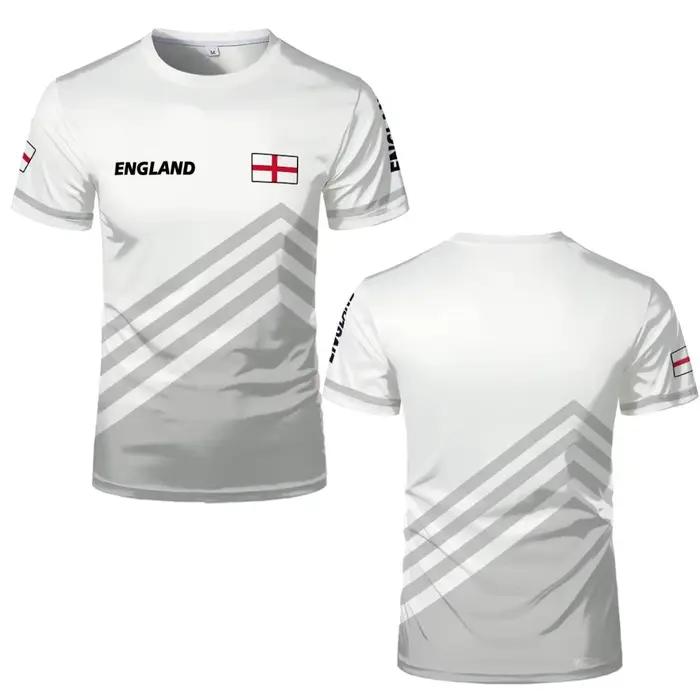 Nouveau T-shirt de football unisexe à col rond imprimé drapeau de l'Angleterre 2026, style décontracté streetwear, manches courtes