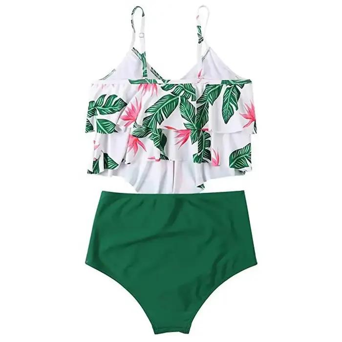 Maillot de bain imprimé léopard pour femmes, bikini taille haute, tankini, imprimé animal, floral, brésilien, à volants, grande taille, 2023