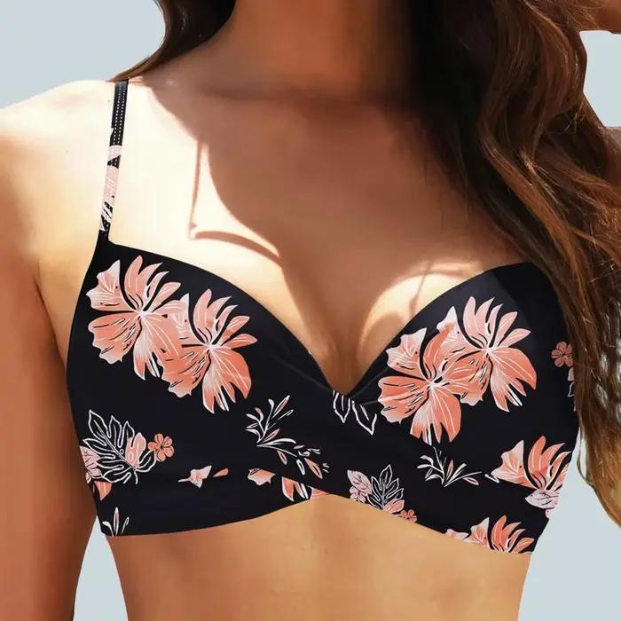 Haut de bikini dos nu papillon crochet conception col en v avant noué maillots de bain hauts dos nu soutien-gorge