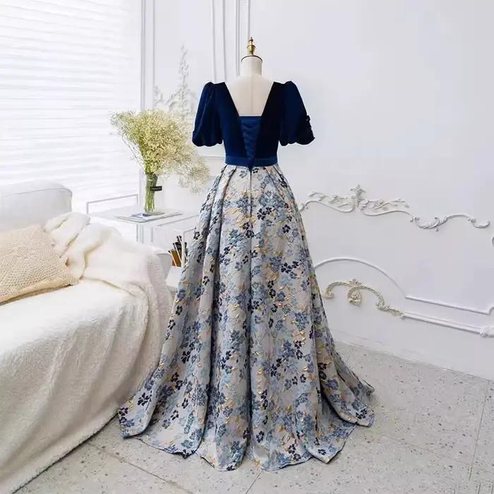 Robes de soirée longues à lacets dans le dos, manches courtes, ligne a, robe de bal en Satin, robe formelle