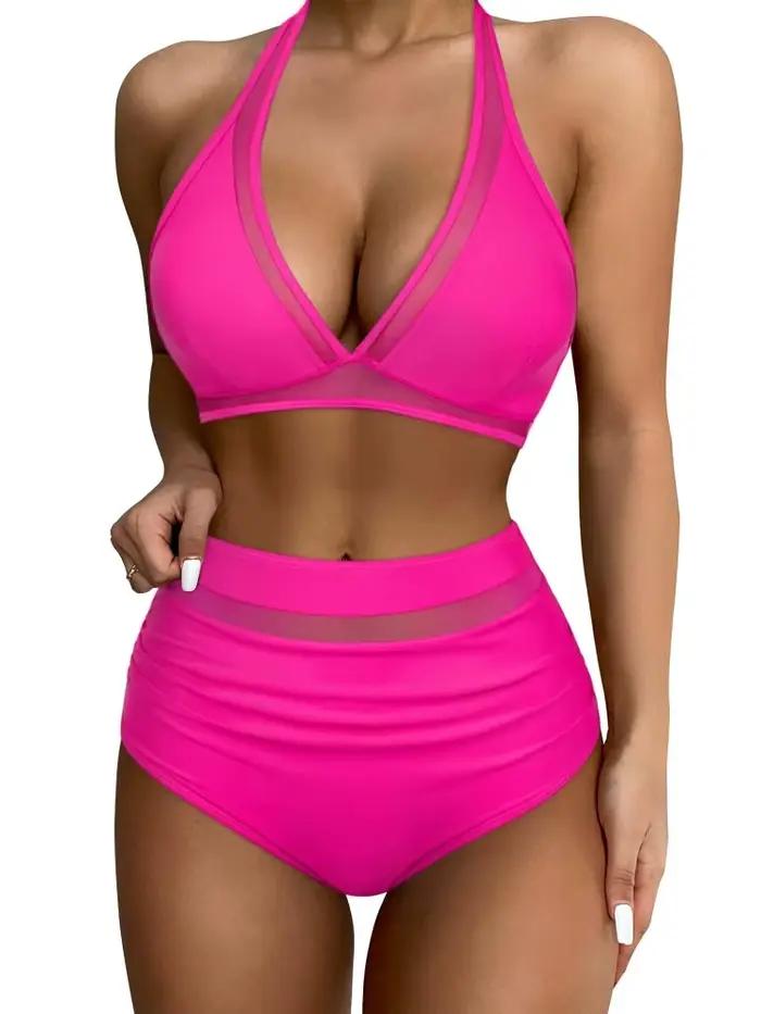 Maillot de bain taille haute pour femme sexy push-up ensemble deux pièces vêtements de plage printemps 2024