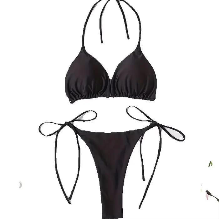 Nouveau bikini string uni de style européen et américain