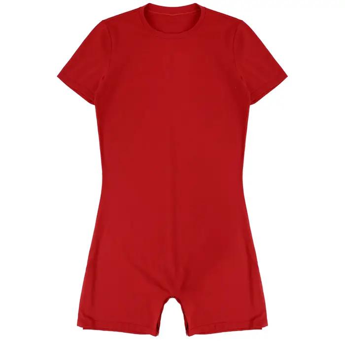 Maillot de bain à col rond pour hommes, manches courtes, combinaison, maillots de bain décontractés, fermeture éclair invisible, une pièce, barboteuses, combinaisons d'été sportives