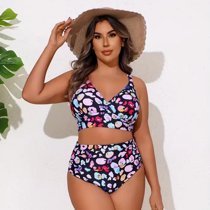 Maillot de bain grande taille taille haute pour femme