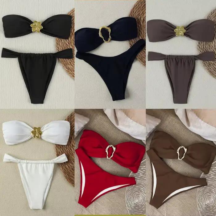 Ensemble bikini bandeau push-up sexy 2026 - Maillot de bain brésilien string pour femme