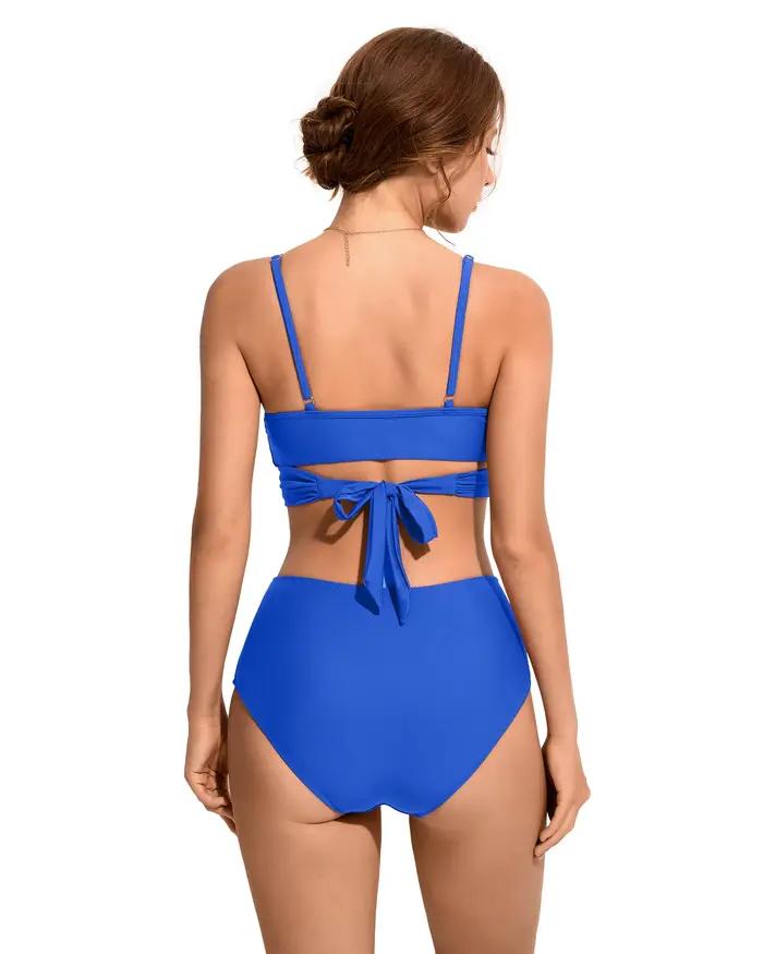 Maillot de bain push-up pour femme 2026 – Ensemble bikini brésilien sexy taille haute – Tenue de plage unie