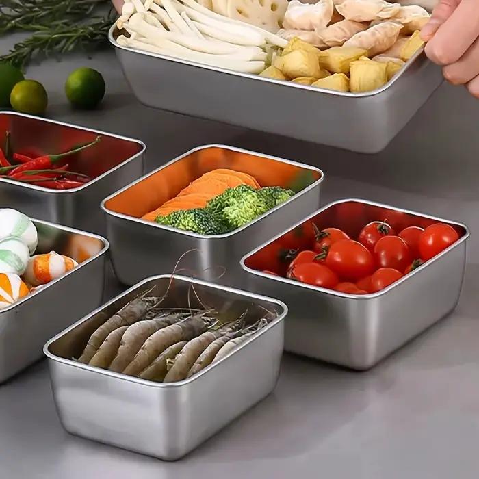 Ensemble de 6 récipients alimentaires en acier inoxydable - Étanches et empilables pour la préparation des repas/le camping/les pique-niques, compatibles lave-vaisselle