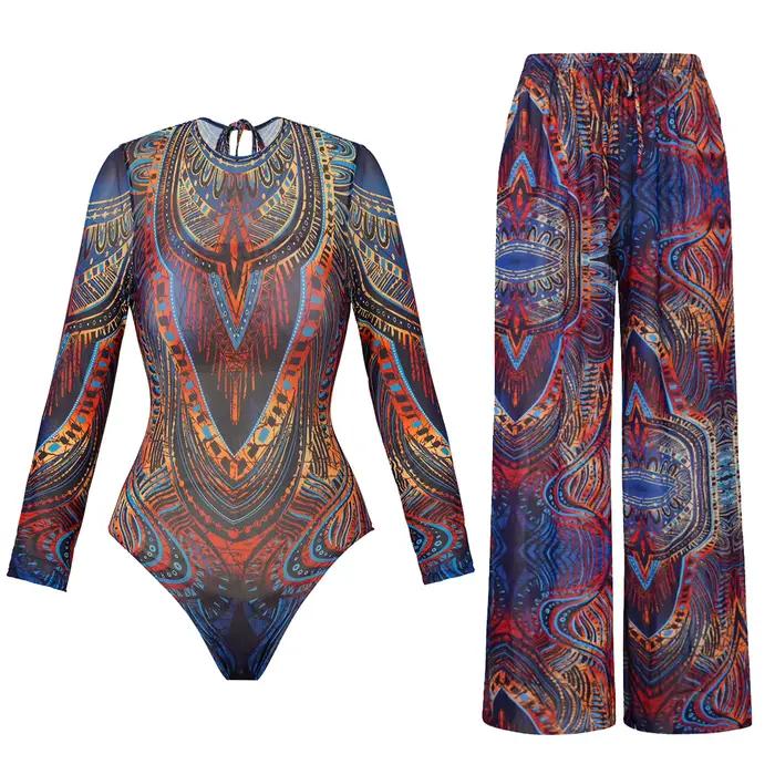 Maillot de bain en maille avec pantalon Long