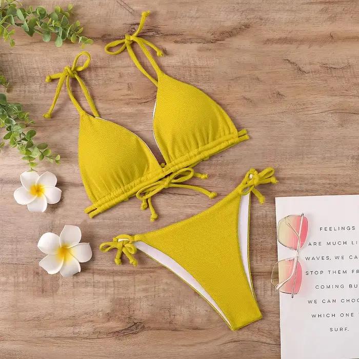 Maillot de bain brésilien sexy pour femmes style jeune bikini imbibé plage d'été printemps chaud ensemble de bikinis 85GJIYCW