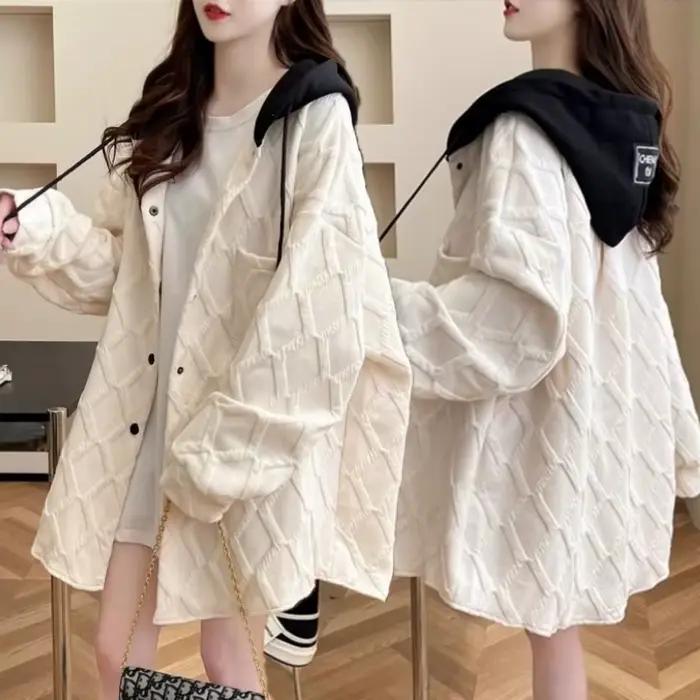 Grande taille femme haut à capuche polaire haute qualité nouveauté belle couleur dropshipping basique gaufre motif femmes sweats à capuche