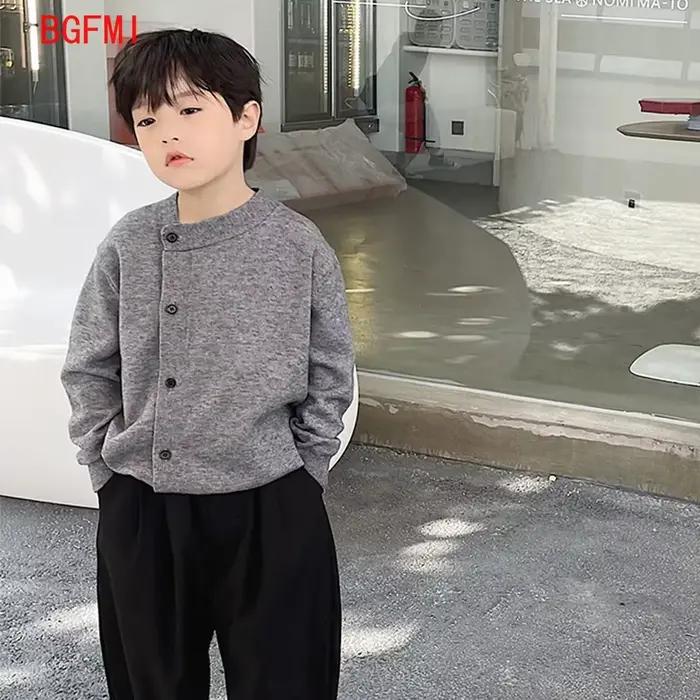 Cardigan Triblockchain à lèvent Irréguliers pour Bébé Fille et Garçon, Pull Solide, Vêtement d'Hiver, Printemps et Automne, 80-140cm