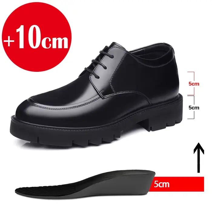 Chaussures pour hommes 8-10 cm hauteur augmentant chaussures en cuir de haute qualité décontracté Oes évider chaussures en cuir chaussures habillées d'affaires pour hommes