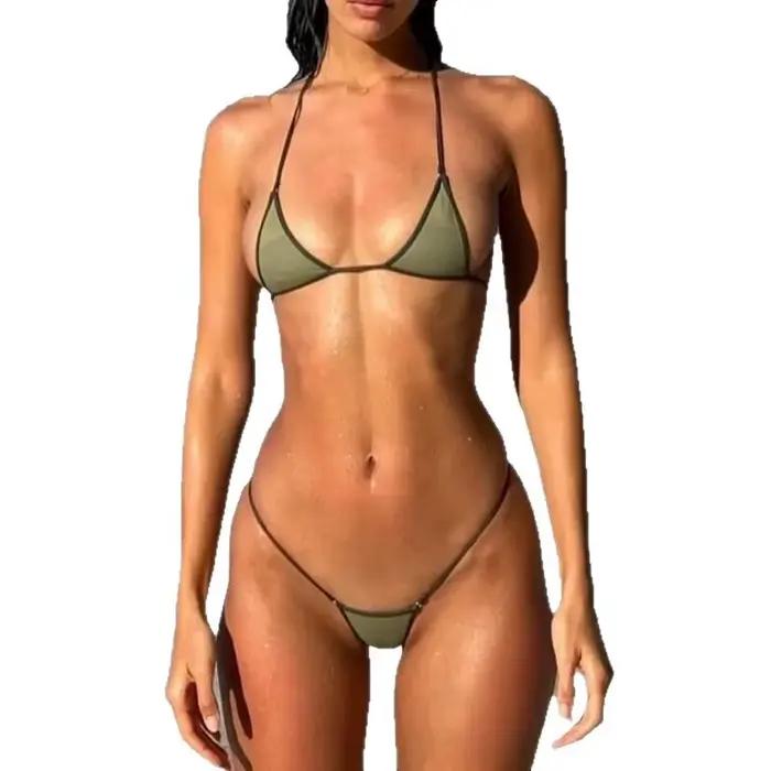 Maillot de bain Bikini fendu pour femmes, esthétique Harajuku, tendance, vêtements de plage, Style Sexy, ensemble de sous-vêtements classiques, nouvelle collection été 2025