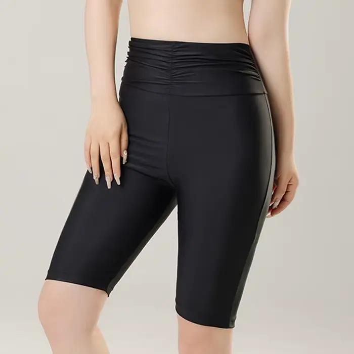 Couleur noire grande taille femmes short de bain maillot