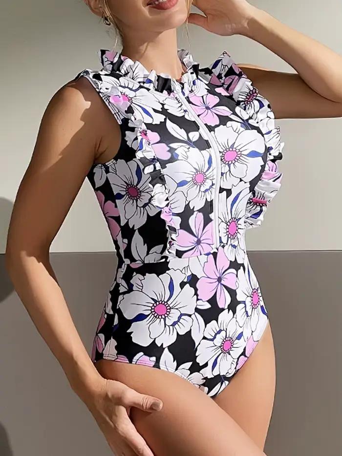 Maillot de bain une pièce à volants pour femme 2026