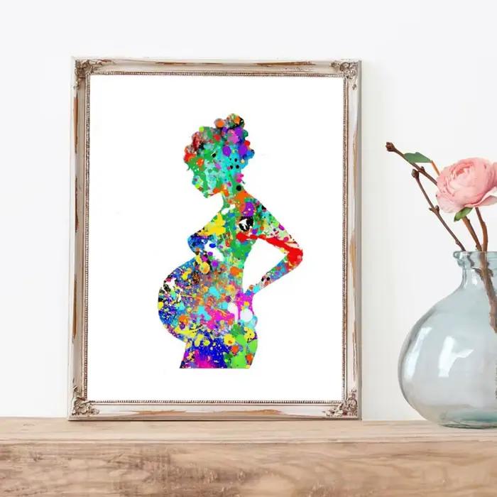 Toile d'art pour femme enceinte, peinture d'images, cadeau d'obstétiste de médecin, développement d'embryons, affiche d'art aquarelle, décor mural imprimé