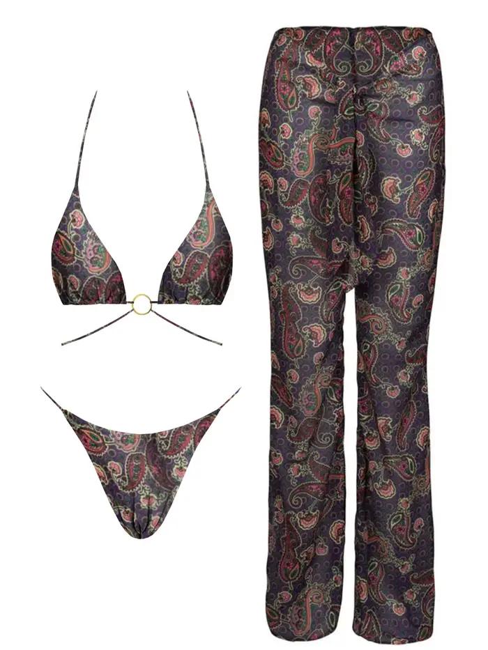 2025 Ensemble bikini noir élégant avec fond transparent