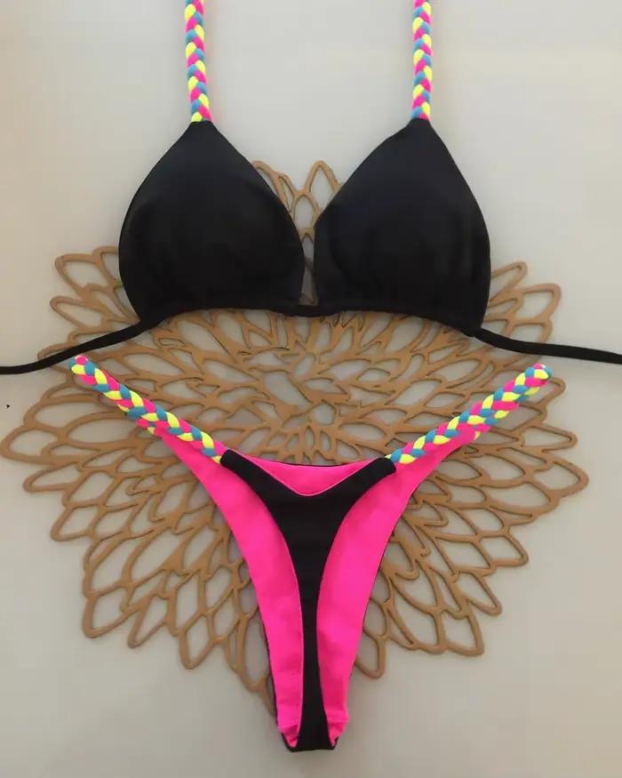 Sexy licou Bikini ensemble femmes maillot de bain deux pièces Triangle string