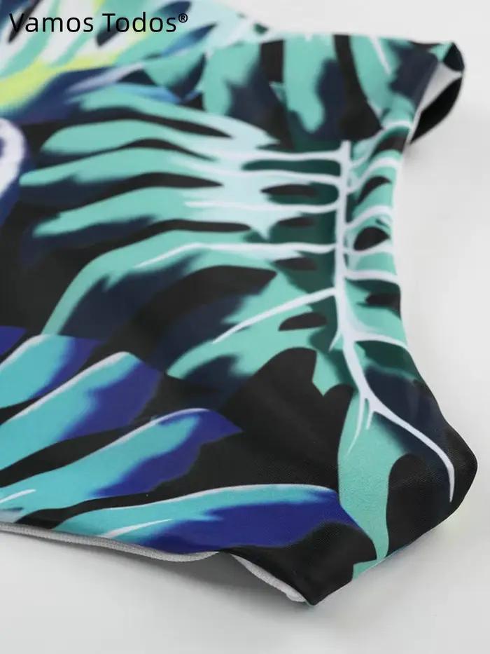 Maillot De bain une pièce vert imprimé