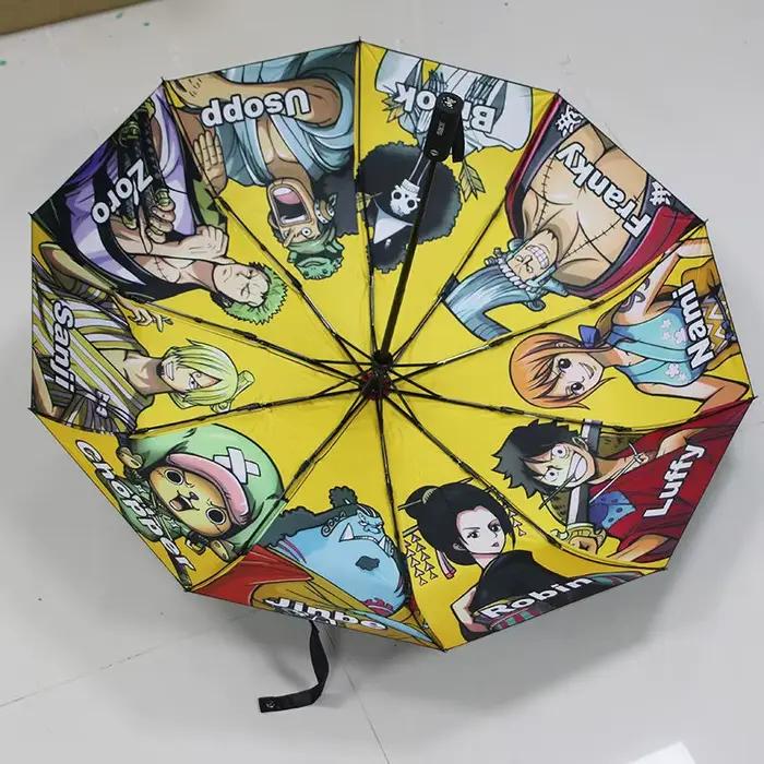 Une pièce singe · D · Luffy Roronoa Zoro Nami Sanji noir Protection solaire parasol dessin animé créatif Anime périphérique parapluie