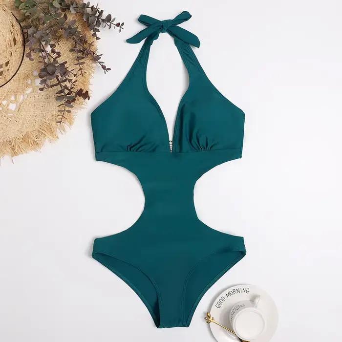Maillot de bain rouge une pièce pour femmes