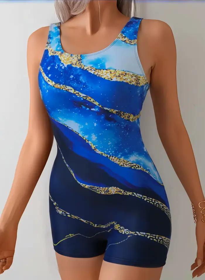 Maillot de bain une pièce sportif imprimé pour femme 2026 – Style vintage