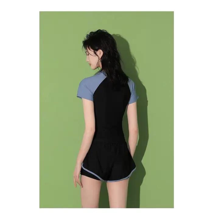 Maillot de bain femme été style sport décontracté coupe conservatrice effet amincissant cache-ventre piscine nage journée détente
