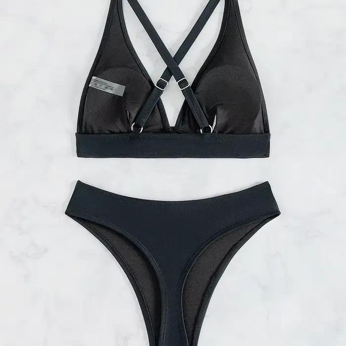 Maillot de bain noir uni pour femme