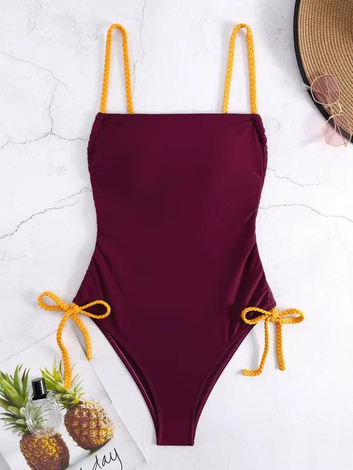 Maillot de bain une pièce femmes 2026 nouveau solide fronde Bandeau Sexy body maillots