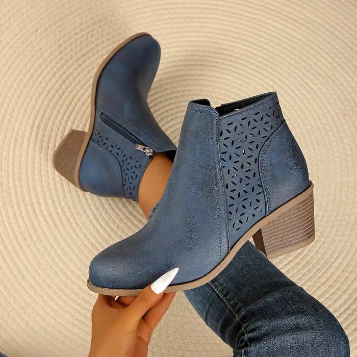 Femmes bottines 2025 nouvelle grande taille mode bottes bout pointu talon carré femmes chaussures automne hiver côté fermeture éclair dames chaussures