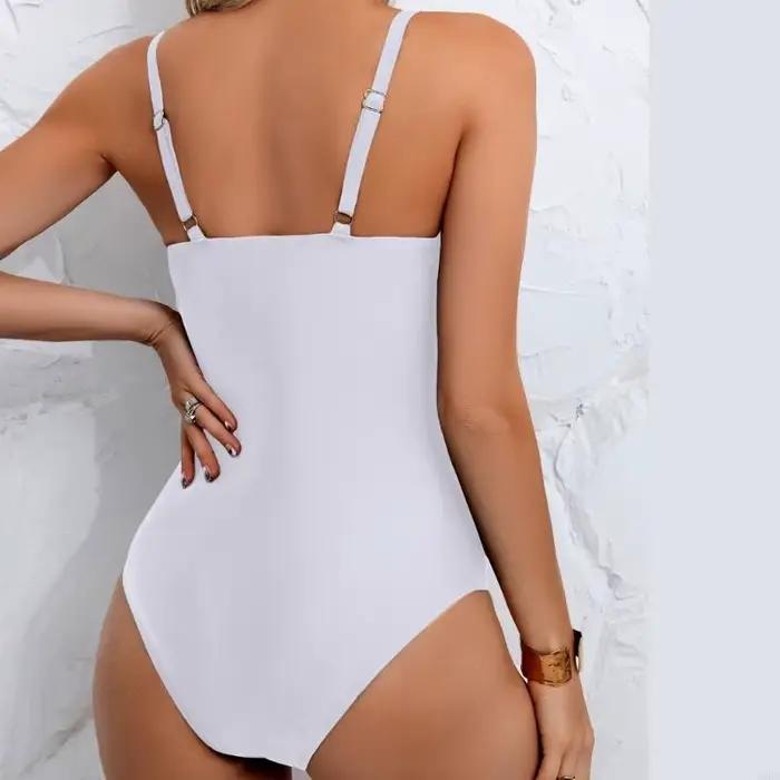 Maillot bain Monokini à col en V pour femmes