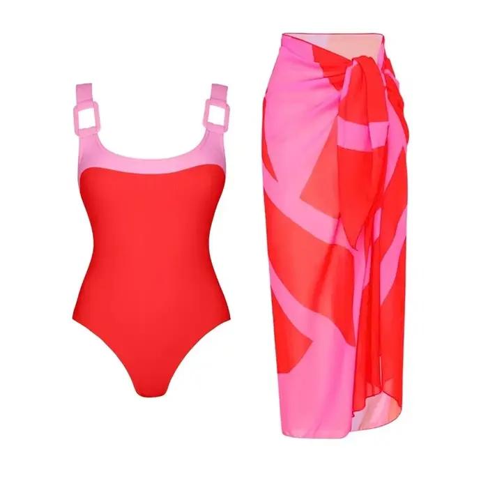 Nouveau Maillot de Bain Une Pièce Sexy 2026 pour Femme avec Jupe de Plage Intégrée – Tenue