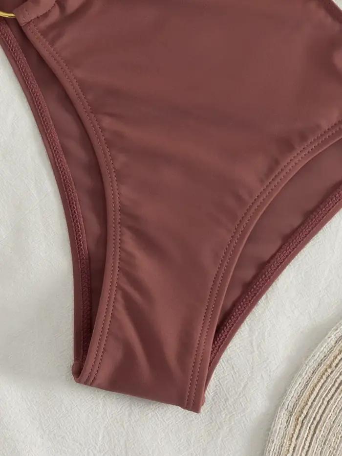 Maillot de bain une pièce halter marron chocolat pour femme