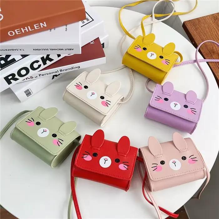 Petits sacs à bandoulière lapin mignon pour enfants, accessoires pour enfants, mini porte-monnaie, sacs à main initiés, dessin animé, bébés filles, garçons
